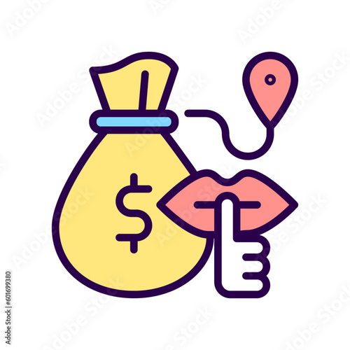 Bulk cash smuggling RGB color icon. Illicit transportation of large sum of money. Isolated vector illustration. Simple filled line drawing. Editable stroke. Pixel perfect. Arial font used