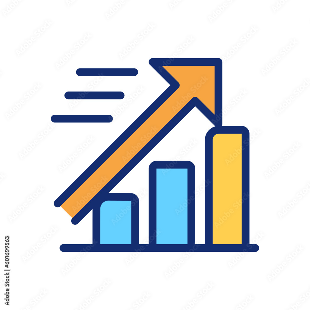 Growing statistics pixel perfect RGB color icon. Data analysis. Financial data collection. Market strategy. Isolated vector illustration. Simple filled line drawing. Editable stroke. Arial font used Growing statistics pixel perfect RGB color icon. Data analysis. Financial data collection. Market strategy. Isolated vector illustration. Simple filled line drawing. Editable stroke. Arial font used