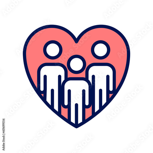 Community work pixel perfect RGB color icon. Volunteer opportunities. Change through collective action. Isolated vector illustration. Simple filled line drawing. Editable stroke. Arial font used