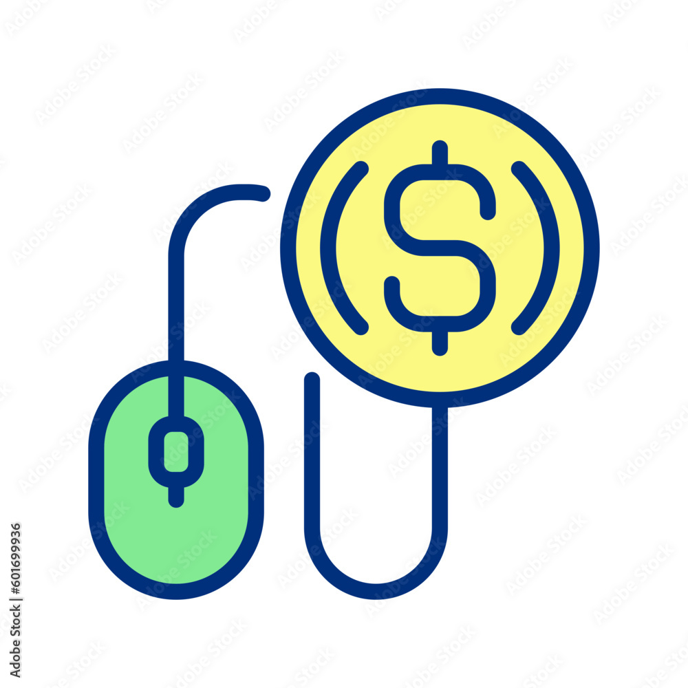 Pay per click pixel perfect RGB color icon. PPC marketing. Affiliate program. Online advertising. Isolated vector illustration. Simple filled line drawing. Editable stroke. Arial font used Pay per click pixel perfect RGB color icon. PPC marketing. Affiliate program. Online advertising. Isolated vector illustration. Simple filled line drawing. Editable stroke. Arial font used
