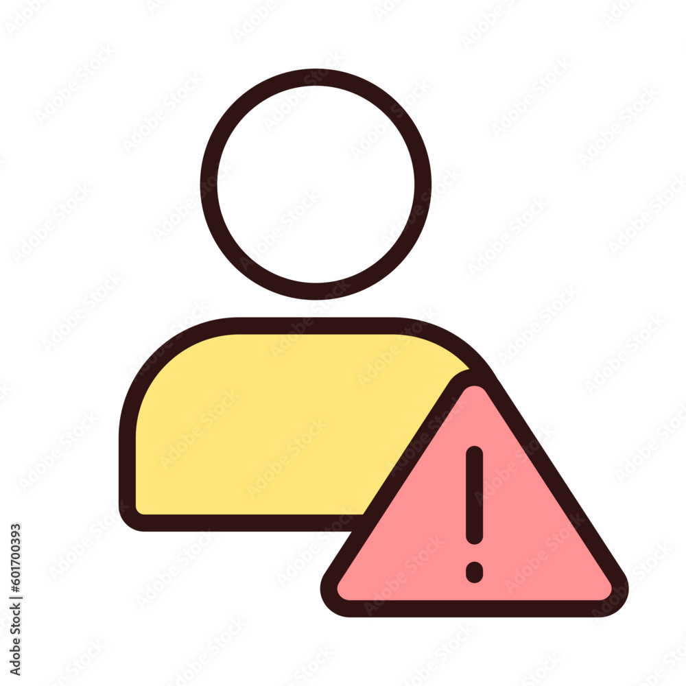 Unknown user warning pixel perfect RGB color icon. Unidentified internet user. Access denied. Cybersecurity. Isolated vector illustration. Simple filled line drawing. Editable stroke. Arial font used Unknown user warning pixel perfect RGB color icon. Unidentified internet user. Access denied. Cybersecurity. Isolated vector illustration. Simple filled line drawing. Editable stroke. Arial font used