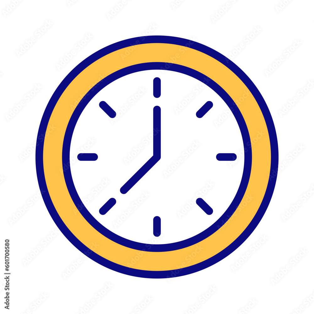 Clock face pixel perfect RGB color icon. Displaying time. Showing hours and minutes. Timekeeping tool. Isolated vector illustration. Simple filled line drawing. Editable stroke. Arial font used Clock face pixel perfect RGB color icon. Displaying time. Showing hours and minutes. Timekeeping tool. Isolated vector illustration. Simple filled line drawing. Editable stroke. Arial font used