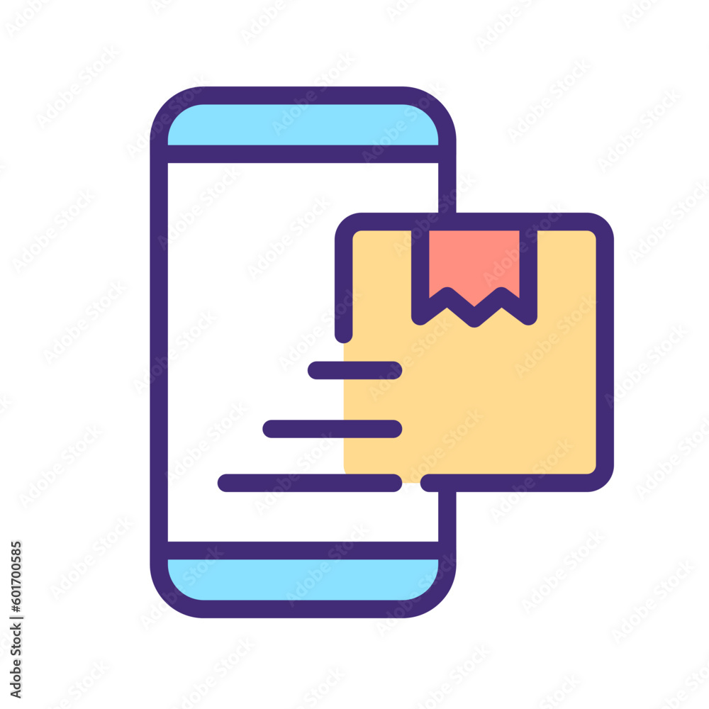 Online delivery service pixel perfect RGB color icon. Order food on internet. Smartphone application. Isolated vector illustration. Simple filled line drawing. Editable stroke. Arial font used Online delivery service pixel perfect RGB color icon. Order food on internet. Smartphone application. Isolated vector illustration. Simple filled line drawing. Editable stroke. Arial font used
