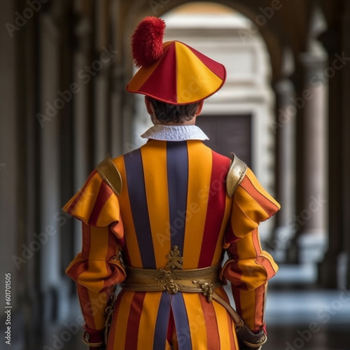 Swiss Guard in the Vatican. Generative AI. photo