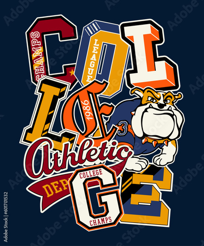 College athletic department embroidery patches patchwork cute vintage vector artwork for boy kid children shirt sport badge mix collection