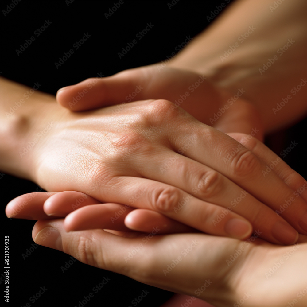 Close up of hands doing a massage. Generative AI. Close up of hands doing a massage. Generative AI.