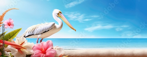 pelican at beach with generative ai