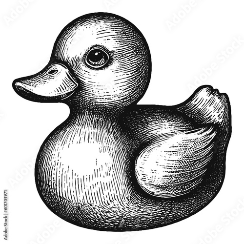 Print op canvas cute rubber duck sketch