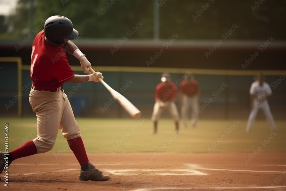 bat man athlete ball team game player sport training field baseball. Generative AI.