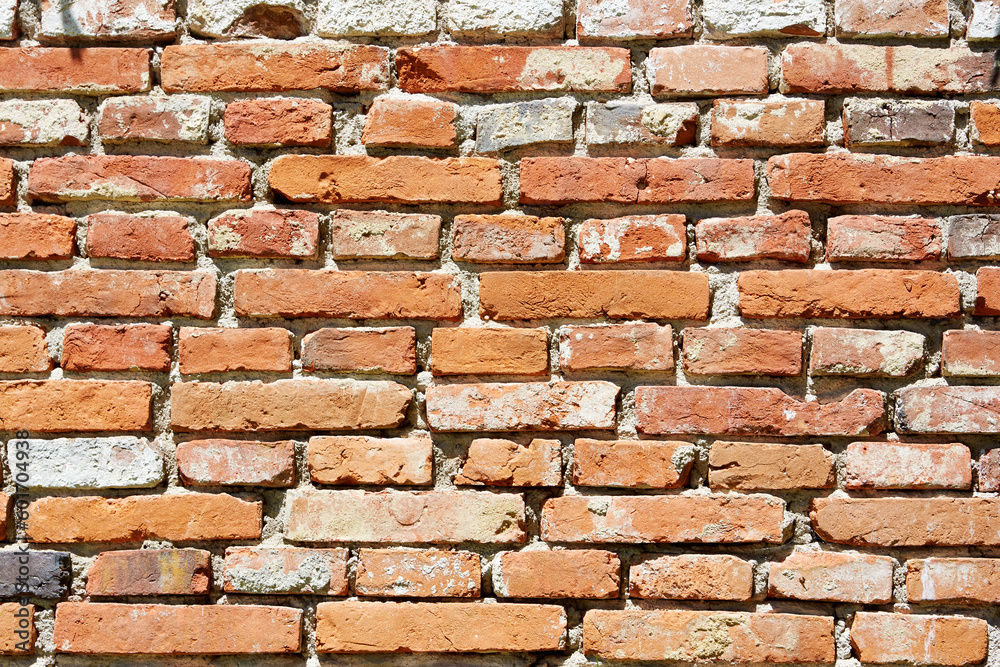 Nahaufnahme von einer alten Backsteinmauer. Verwendbar als Hintergrund oder Textur beispielsweise für Webseiten Nahaufnahme von einer alten Backsteinmauer. Verwendbar als Hintergrund oder Textur beispielsweise für Webseiten