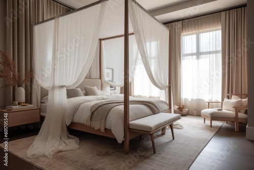 Exquisite 3D Rendered Bedroom Featuring Natural Light, Upscale Furniture, and Elegant Design Accents  © aboutmomentsimages