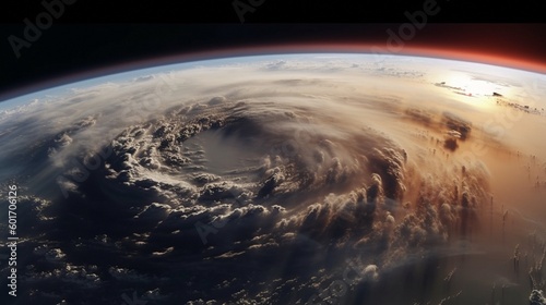 Image of a storm front from space. Weather and meteorology. High quality photo Generative AI