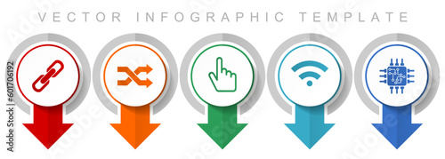 Web and internet icon set, miscellaneous pointer icons such as chain, arrows, finger, signal and chip for webdesign and mobile applications, modern design infographic vector template