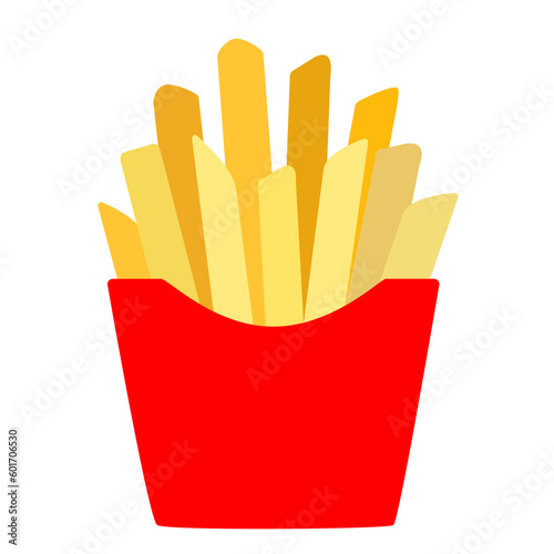 French fries made by deep-frying thinly sliced potatoes in oil.