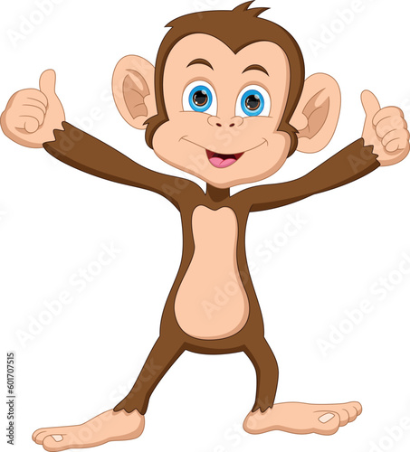 cartoon cute baby monkey thumbs up