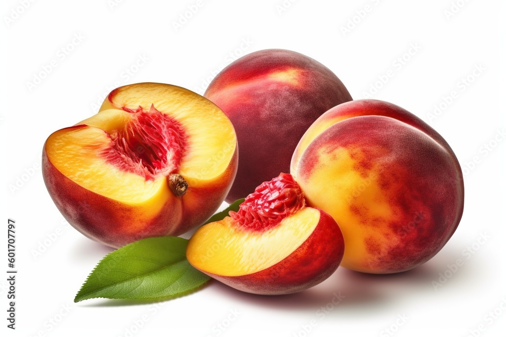 peaches on a white background
