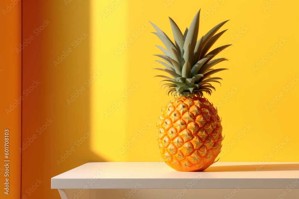 delicious looking pineapple in minimalistic studio setup delicious looking pineapple in minimalistic studio setup