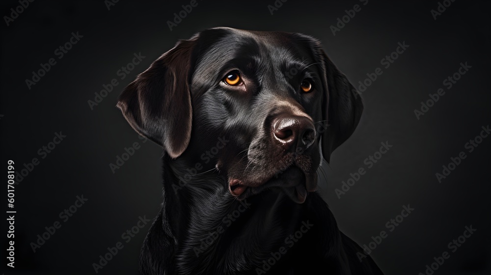 Czarny labrador, labrador, pies, poważny piękny labrador - obrazy, fototapety, plakaty 