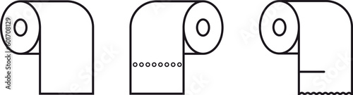 Toilet tissue paper roll icons. Toilet Paper modern simple outline vector icons collection. Eps 10
