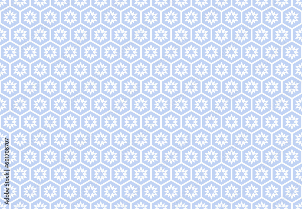 Seamless Blue Geometric Hexagons Pattern. Honeycomb Structure.