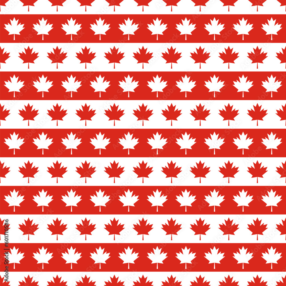 Maple leaves seamless pattern. Canada Day background. Vector template for Canadian holiday party invitation, greeting card, flyer, fabric, textile, etc