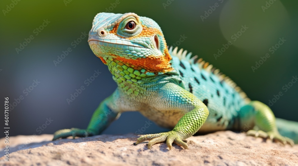 Fototapeta premium Common collared lizard in the wild. Generative AI