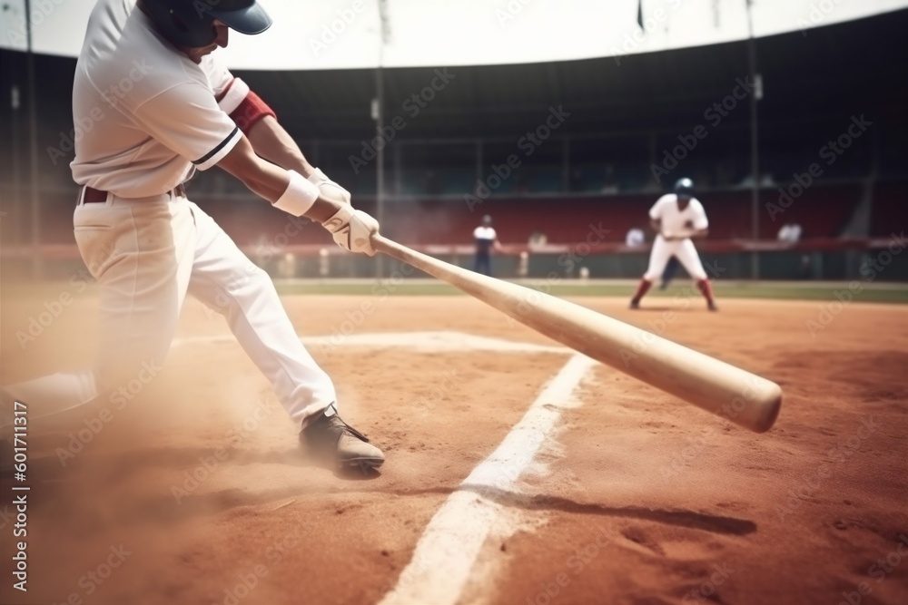 man ball sport team athlete background game bat field player baseball equipment. Generative AI.