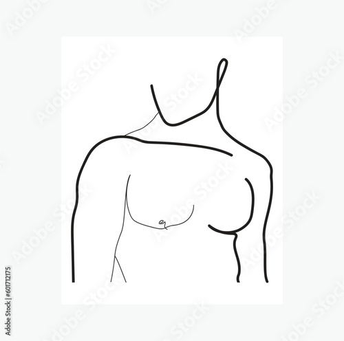 naked man torso minimal handrawn line art illustration isolated on white background vector illustration  
