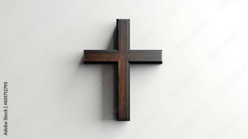White backdrop and a Christian cross.  GENERATE AI