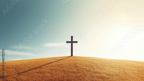 White backdrop and a Christian cross. GENERATE AI