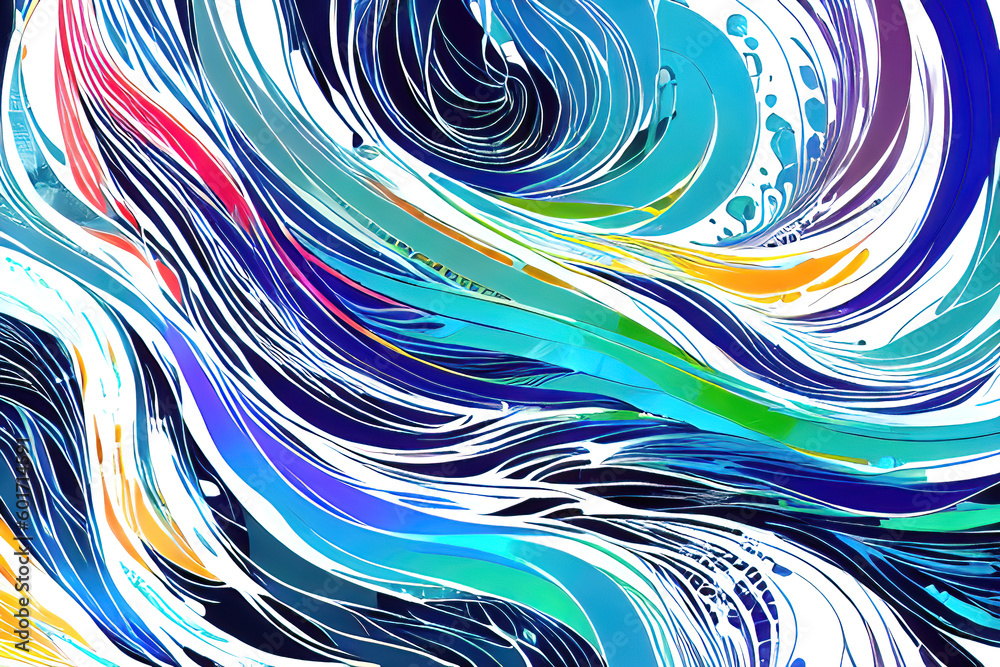 Fototapeta Colorful Splash - Bright Artistic Design with Watercolor Waves