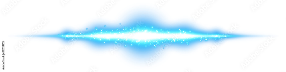 Blue horizontal lens flares. Laser beams, horizontal light rays. Beautiful light flares. Glowing streaks on transparent background. Glowing stripes. Luminous abstract sparkling . Laser beams. PNG.