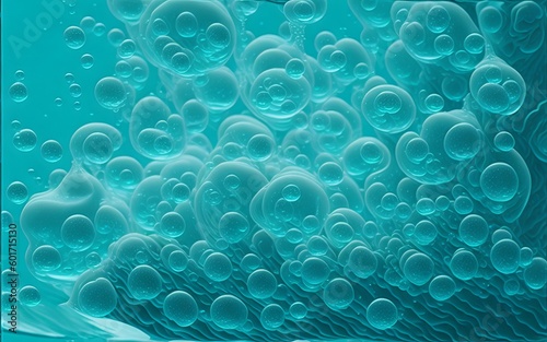 Underwater Background with Small Air Bubbles and Water Splash. Generative AI.