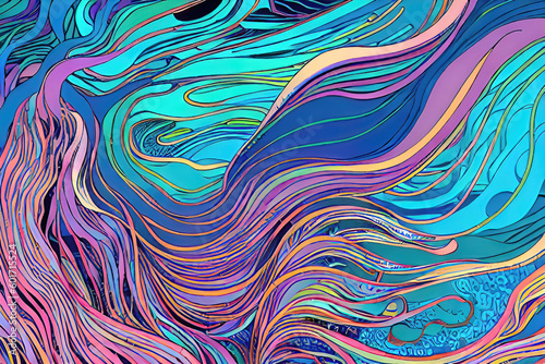 Abstract Wave Patterns - Vibrant Watercolor Illustration for Wallpaper