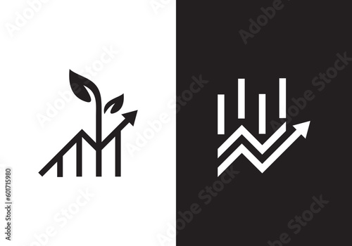 arrow and leaf logo design. business finance symbol vector illustration