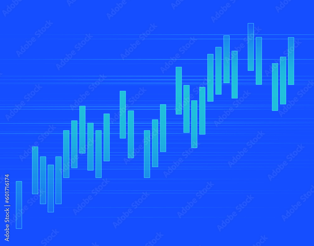 Square graph on a blue background. Square graph on a blue background.