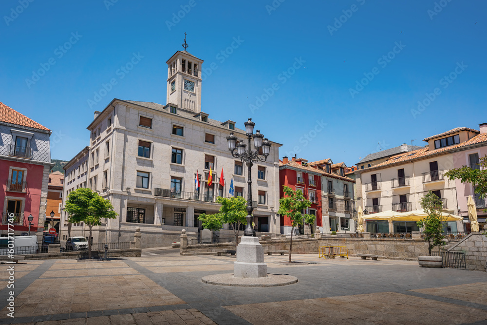 Plaza de la Constitucion (Constitution Square) and Town Hall - San Lorenzo de El Escorial, Spain