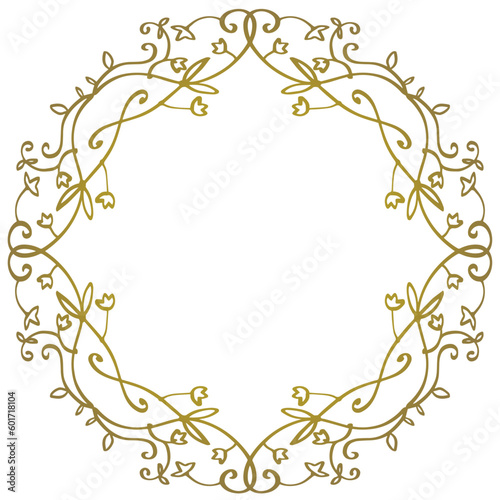 Vector decorative golden wreath with tender flowers - for wedding print or greeting card.