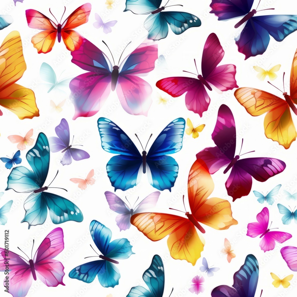 Vibrant Butterfly seamless Pattern, Perfect for Springtime, Generative AI Vibrant Butterfly seamless Pattern, Perfect for Springtime, Generative AI