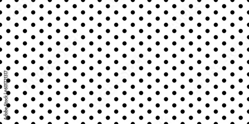 Poka dot black and white regular seamless pattern. Abstract graphic vector background with polka circles. Fun wallpaper with monochrome confetti. Modern simple geometric pop art backdrop