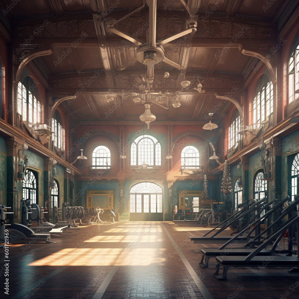 Gym hall. Generative AI.