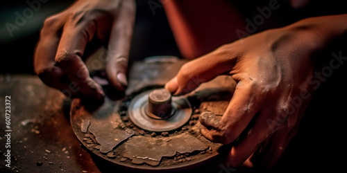 A woman replacing a worn-out brake pad Generative AI