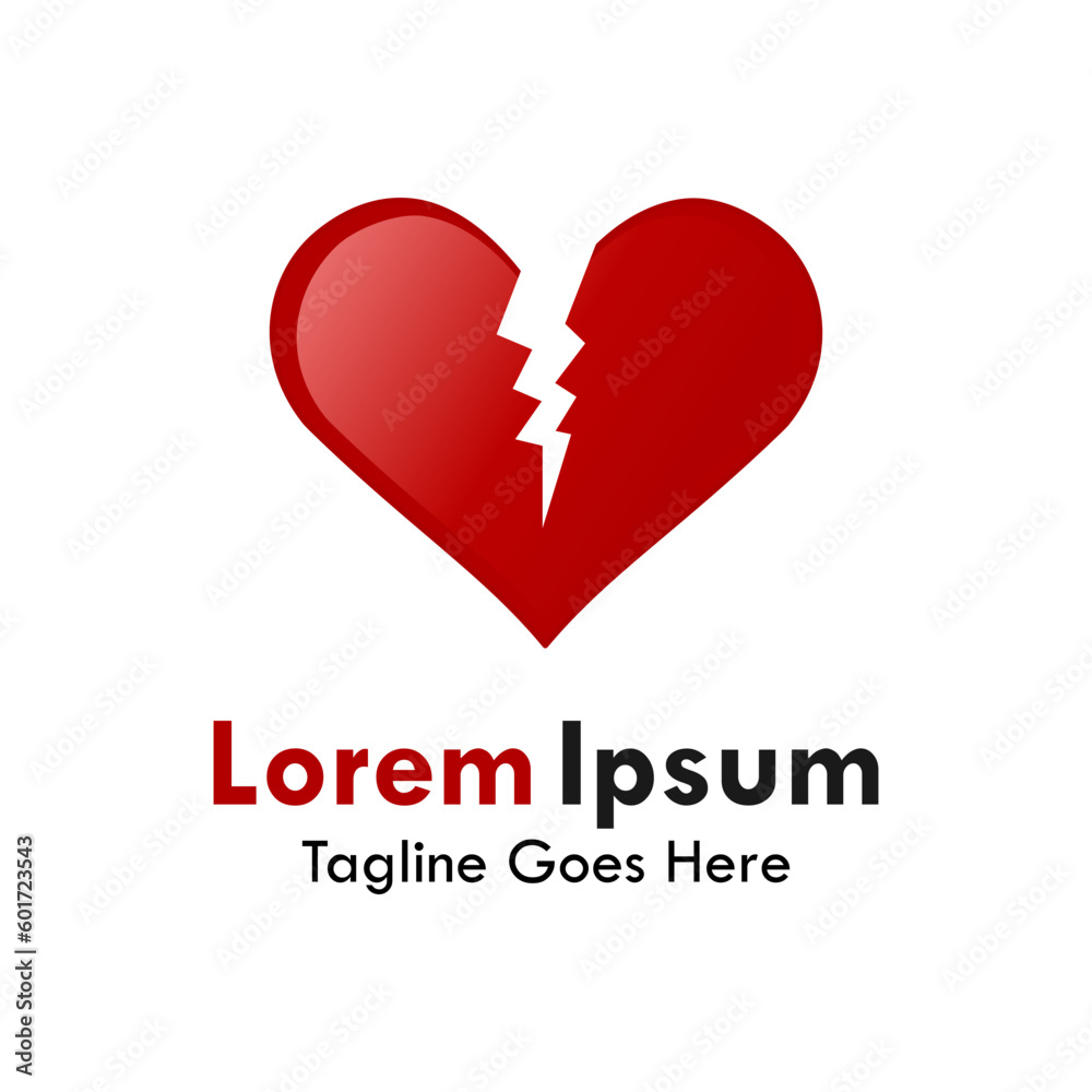Broken heart design logo template illustartion Broken heart design logo template illustartion