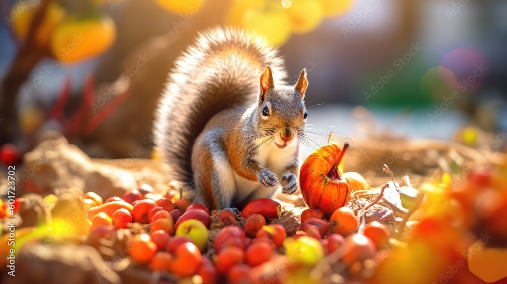 Squirrel in vibrant colors. Generative AI Squirrel in vibrant colors. Generative AI