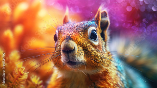 Squirrel in vibrant colors. Generative AI