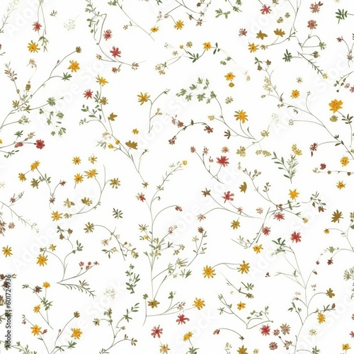 Scattered ditsy seamless repeaing pattern on white With Generative AI technology © LaxmiOwl