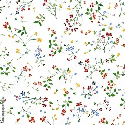 Scattered ditsy seamless repeaing pattern on white With Generative AI technology