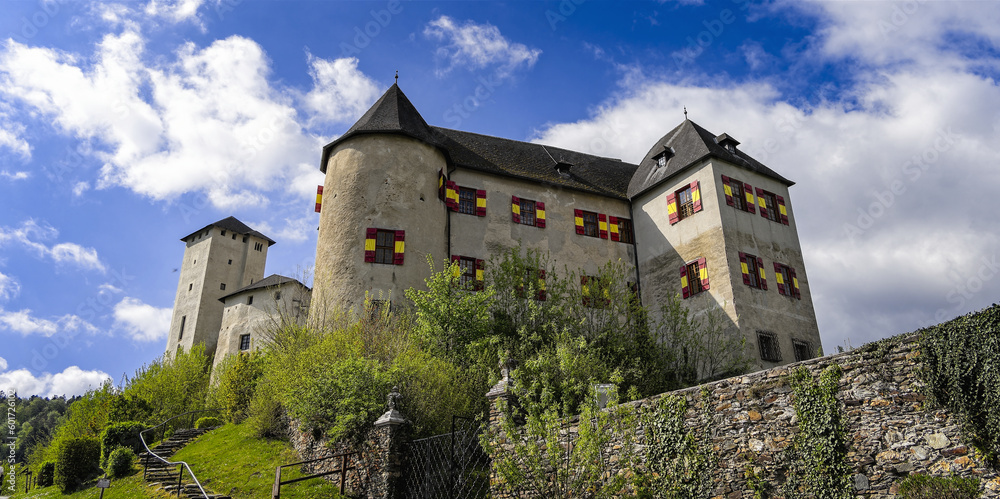 castle in the Country with blue sky and clouds