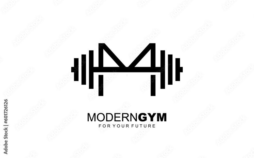 M logo gym vector for identity company. initial letter fitness template vector illustration for your brand.