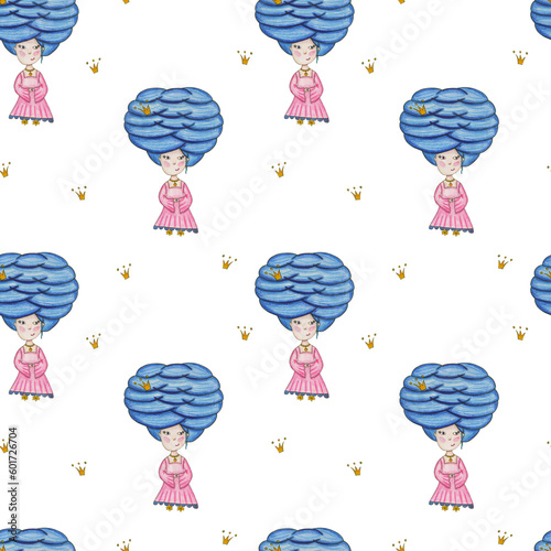 Seamless pattern with princess Fun print